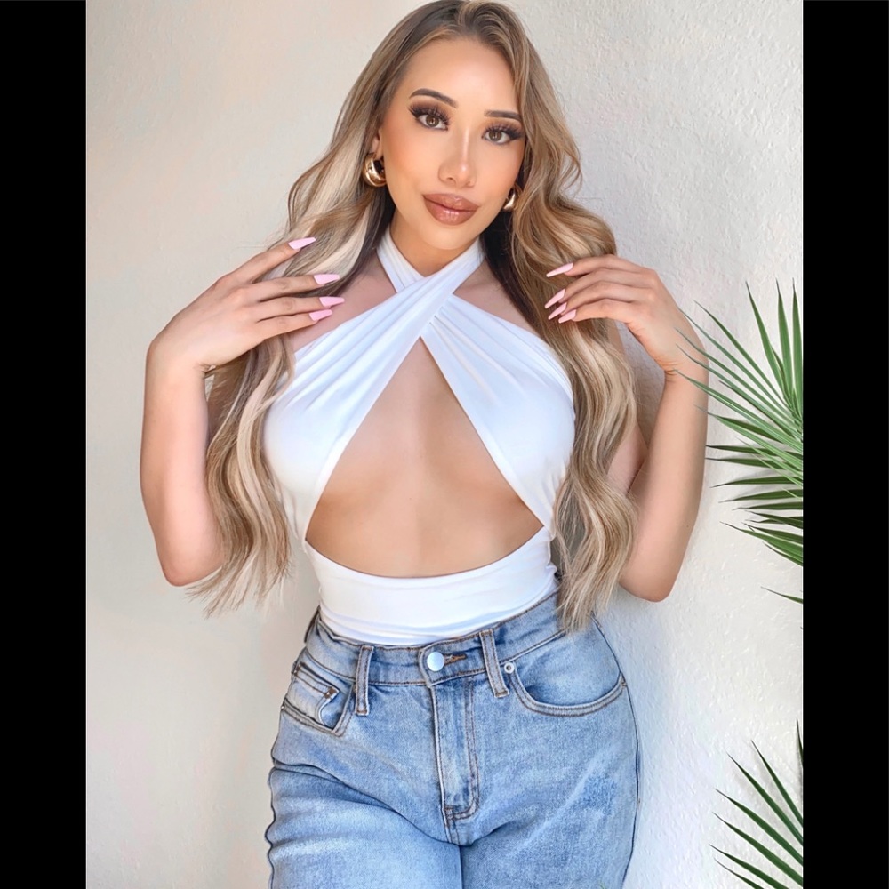 White Halter Bodysuit